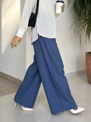 Ironless Cotton Linen Palazzo in Blue Jeans (2pcs RM99)